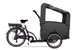 Trehjulig lastcykel med kapell ovanför framhjul