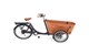 Tvåhjulig cykel med trälåda fram